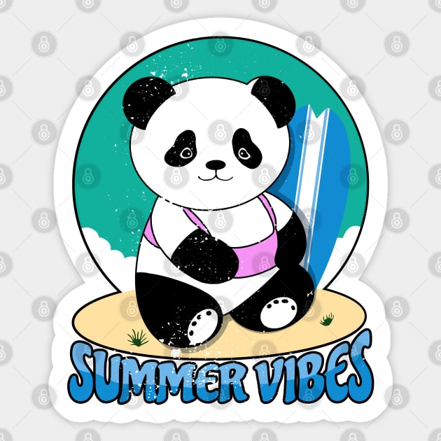 Summer Vibes Panda Sticker by Tezatoons